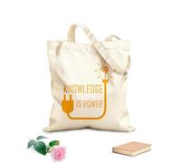 AILOONG Bolsa de compras reutilizable El conocimiento es poder, frase motivacional, idea cerebral Tela de 340g/m² de grosor Eslogan personalizable