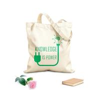 AILOONG Bolsa de compras reutilizable El conocimiento es poder, frase motivacional, idea cerebral Tela de 340g/m² de grosor Eslogan personalizable