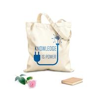 AILOONG Bolsa de compras reutilizable El conocimiento es poder, frase motivacional, idea cerebral Tela de 340g/m² de grosor Eslogan personalizable