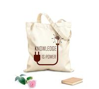 AILOONG Bolsa de compras reutilizable El conocimiento es poder, frase motivacional, idea cerebral Tela de 340g/m² de grosor Eslogan personalizable