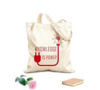 AILOONG Bolsa de compras reutilizable El conocimiento es poder, frase motivacional, idea cerebral Tela de 340g/m² de grosor Eslogan personalizable