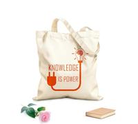 AILOONG Bolsa de compras reutilizable El conocimiento es poder, frase motivacional, idea cerebral Tela de 340g/m² de grosor Eslogan personalizable