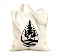 AILOONG Bolsa de compras reutilizable Entorno de pino de río puro Gota de agua natural Vida Tela de 12 oz de grosor Eslogan personalizable 35x40cm Grande