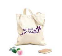 AILOONG Bolsa de compras reutilizable Flor Solo respira Cita inspiradora Yoga Relájate Tela de 340g/m² de grosor Eslogan personalizable