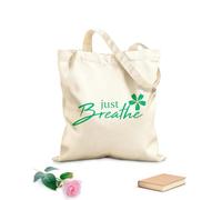 AILOONG Bolsa de compras reutilizable Flor Solo respira Cita inspiradora Yoga Relájate Tela de 340g/m² de grosor Eslogan personalizable