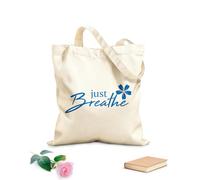 AILOONG Bolsa de compras reutilizable Flor Solo respira Cita inspiradora Yoga Relájate Tela de 340g/m² de grosor Eslogan personalizable