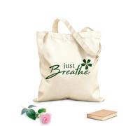 AILOONG Bolsa de compras reutilizable Flor Solo respira Cita inspiradora Yoga Relájate Tela de 340g/m² de grosor Eslogan personalizable