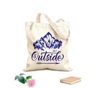 AILOONG Bolsa de compras reutilizable Frase de inspiración para salir al exterior Natural Tela de 340g/m² de grosor Eslogan personalizable