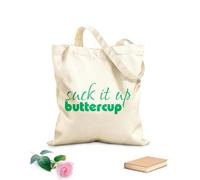 AILOONG Bolsa de compras reutilizable Frase Suck it Up Battercup Tela de 340g/m² de grosor Eslogan personalizable