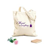 AILOONG Bolsa de compras reutilizable La mentalidad lo es todo: escuela, aula, oficina, palabras inspiradoras, cita, frase Tela de 340g/m² de grosor Eslogan personalizable