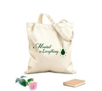 AILOONG Bolsa de compras reutilizable La mentalidad lo es todo: escuela, aula, oficina, palabras inspiradoras, cita, frase Tela de 340g/m² de grosor Eslogan personalizable