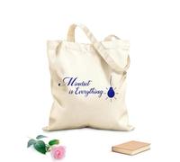 AILOONG Bolsa de compras reutilizable La mentalidad lo es todo: escuela, aula, oficina, palabras inspiradoras, cita, frase Tela de 340g/m² de grosor Eslogan personalizable