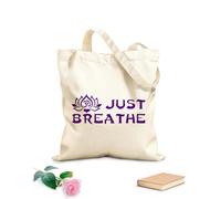 AILOONG Bolsa de compras reutilizable Letras Solo respira Loto Yoga Budismo Tela de 340g/m² de grosor Eslogan personalizable