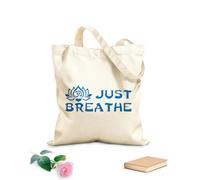 AILOONG Bolsa de compras reutilizable Letras Solo respira Loto Yoga Budismo Tela de 340g/m² de grosor Eslogan personalizable