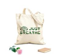 AILOONG Bolsa de compras reutilizable Letras Solo respira Loto Yoga Budismo Tela de 340g/m² de grosor Eslogan personalizable