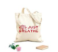 AILOONG Bolsa de compras reutilizable Letras Solo respira Loto Yoga Budismo Tela de 340g/m² de grosor Eslogan personalizable