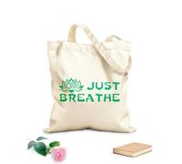 AILOONG Bolsa de compras reutilizable Letras Solo respira Loto Yoga Budismo Tela de 340g/m² de grosor Eslogan personalizable