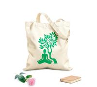 AILOONG Bolsa de compras reutilizable Meditación de yoga con flor de árbol de Buda y relajación OM Zen Tela de 340g/m² de grosor Eslogan personalizable