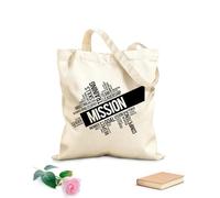 AILOONG Bolsa de compras reutilizable Misión Empresa Equipo Liderazgo Oficina Palabras Tela de 12 oz de grosor Eslogan personalizable 25x30cm Pequeño