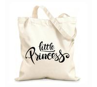 AILOONG Bolsa de compras reutilizable Palabras de princesita para niñas de guardería Tela de 12 oz de grosor Eslogan personalizable 25x30cm Pequeño