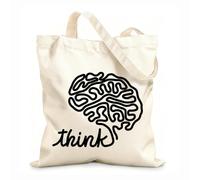 AILOONG Bolsa de compras reutilizable Piensa, cerebro, casa, oficina, escuela, laboratorio, inspiración Tela de 12 oz de grosor Eslogan personalizable 35x40cm Grande