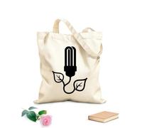 AILOONG Bolsa de compras reutilizable Planta de bombillas Energía natural Medio ambiente Tela de 12 oz de grosor Eslogan personalizable 25x30cm Pequeño