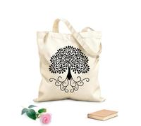 AILOONG Bolsa de compras reutilizable Raíces de árboles del bosque, hojas, hogar Tela de 12 oz de grosor Eslogan personalizable 25x30cm Pequeño