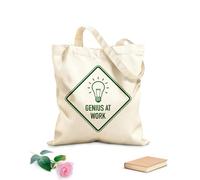 AILOONG Bolsa de compras reutilizable Señal divertida de genio en el trabajo, idea de bombilla, oficina Tela de 340g/m² de grosor Eslogan personalizable