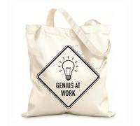 AILOONG Bolsa de compras reutilizable Señal divertida de genio en el trabajo, idea de bombilla, oficina Tela de 12 oz de grosor Eslogan personalizable 25x30cm Pequeño