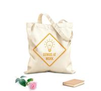 AILOONG Bolsa de compras reutilizable Señal divertida de genio en el trabajo, idea de bombilla, oficina Tela de 340g/m² de grosor Eslogan personalizable