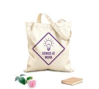 AILOONG Bolsa de compras reutilizable Señal divertida de genio en el trabajo, idea de bombilla, oficina Tela de 340g/m² de grosor Eslogan personalizable