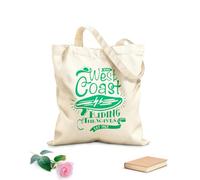 AILOONG Bolsa de compras reutilizable Siervo Serfing Costa Oeste Cabalgando las Olas Océano Tela de 340g/m² de grosor Eslogan personalizable