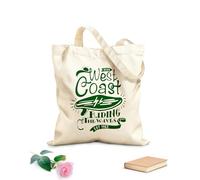 AILOONG Bolsa de compras reutilizable Siervo Serfing Costa Oeste Cabalgando las Olas Océano Tela de 340g/m² de grosor Eslogan personalizable