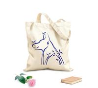 AILOONG Bolsa de compras reutilizable Silueta abstracta de ramas y hojas de perro y lobo Tela de 340g/m² de grosor Eslogan personalizable