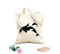 AILOONG Bolsa de compras reutilizable Tela de 12 oz de grosor Ballena Náutica Marina Océano Mar Eslogan personalizable 25x30cm Pequeño