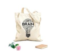 AILOONG Bolsa de compras reutilizable Tela de 12 oz de grosor Bombilla cerebral Éxito Palabras Oficina Escuela Aula Eslogan personalizable 25x30cm Pequeño