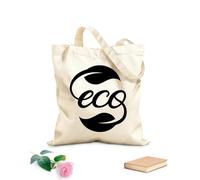 AILOONG Bolsa de compras reutilizable Tela de 12 oz de grosor Ecología Eco Palabra Logotipo Hojas Naturales Eslogan personalizable 35x40cm Grande