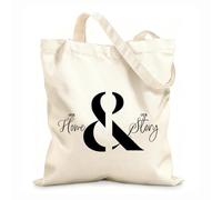 AILOONG Bolsa de compras reutilizable Tela de 12 oz de grosor Nuestro Hogar Nuestra Historia Letras Palabras Vivas Eslogan personalizable 25x30cm Pequeño