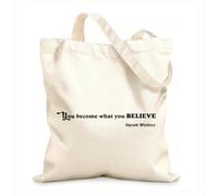 AILOONG Bolsa de compras reutilizable Tela de 12 oz de grosor Palabras inspiradoras de sabiduría para la oficina Eslogan personalizable 31x36cm Mediano