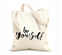 AILOONG Bolsa de compras reutilizable Tela de 12 oz de grosor Palabras motivacionales Sé tú mismo Inicio Eslogan personalizable 31x36cm Mediano