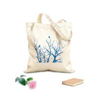 AILOONG Bolsa de compras reutilizable Tela de 340g/m² de grosor Cuervo sentado en la rama de un árbol otoñal Eslogan personalizable