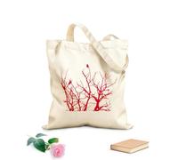 AILOONG Bolsa de compras reutilizable Tela de 340g/m² de grosor Cuervo sentado en la rama de un árbol otoñal Eslogan personalizable