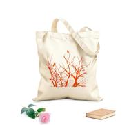 AILOONG Bolsa de compras reutilizable Tela de 340g/m² de grosor Cuervo sentado en la rama de un árbol otoñal Eslogan personalizable