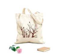 AILOONG Bolsa de compras reutilizable Tela de 340g/m² de grosor Cuervo sentado en la rama de un árbol otoñal Eslogan personalizable