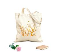 AILOONG Bolsa de compras reutilizable Tela de 340g/m² de grosor Cuervo sentado en la rama de un árbol otoñal Eslogan personalizable
