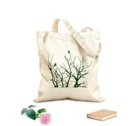 AILOONG Bolsa de compras reutilizable Tela de 340g/m² de grosor Cuervo sentado en la rama de un árbol otoñal Eslogan personalizable