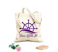 AILOONG Bolsa de compras reutilizable Tela de 340g/m² de grosor Inscripción Rueda Timón Estilo Océano Mar Eslogan personalizable