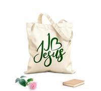 AILOONG Bolsa de compras reutilizable Tela de 340g/m² de grosor Letras Amo a Jesús Religión Eslogan personalizable