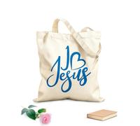 AILOONG Bolsa de compras reutilizable Tela de 340g/m² de grosor Letras Amo a Jesús Religión Eslogan personalizable