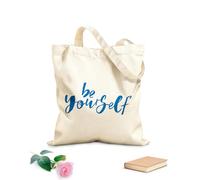 AILOONG Bolsa de compras reutilizable Tela de 340g/m² de grosor Palabras motivacionales Sé tú mismo Inicio Eslogan personalizable